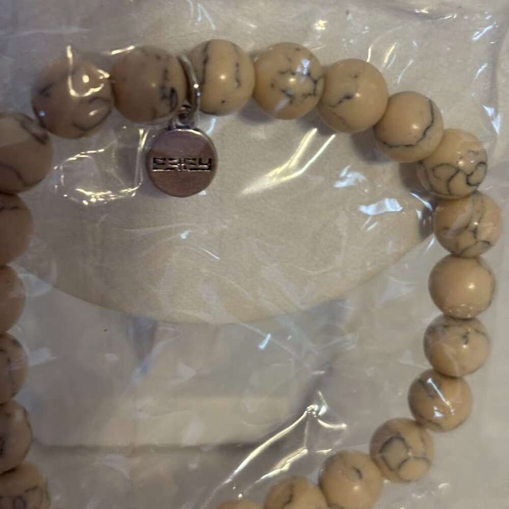 Effy Beige Color Stretch Bracelet and Blue Color Necklace on Silver Chain (18") - Picture 11 of 11